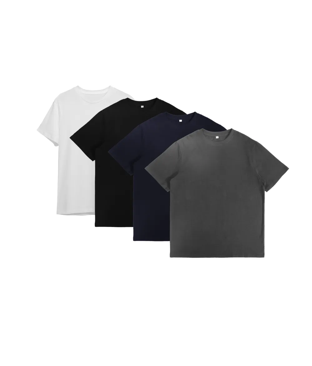 Solid Color Cotton T-Shirt Four-Piece Set