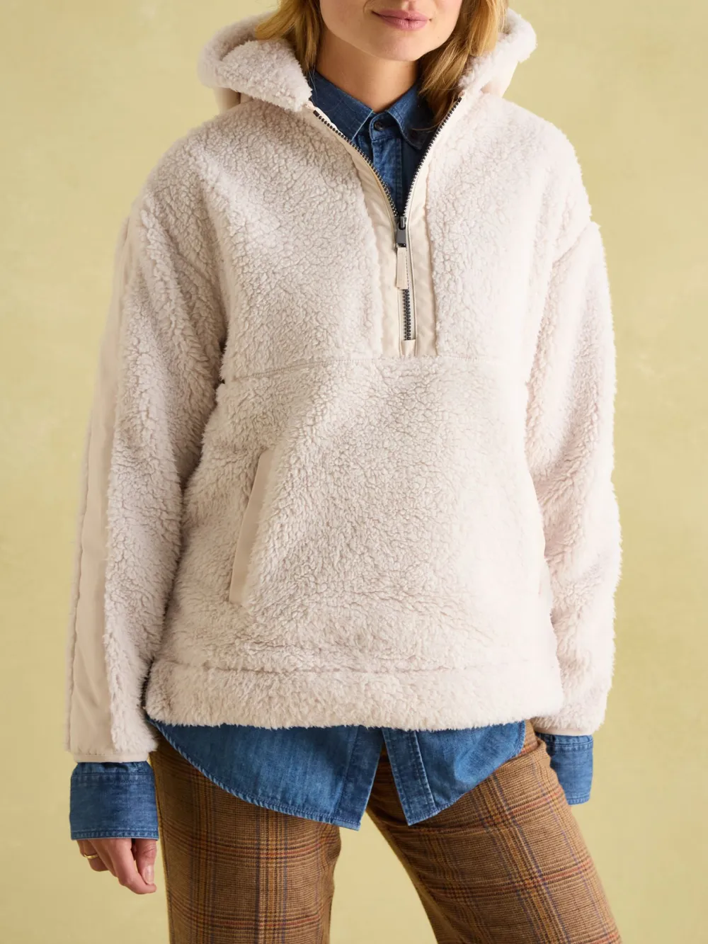 Slight Stretch Tilly Cream Hooded Fleece