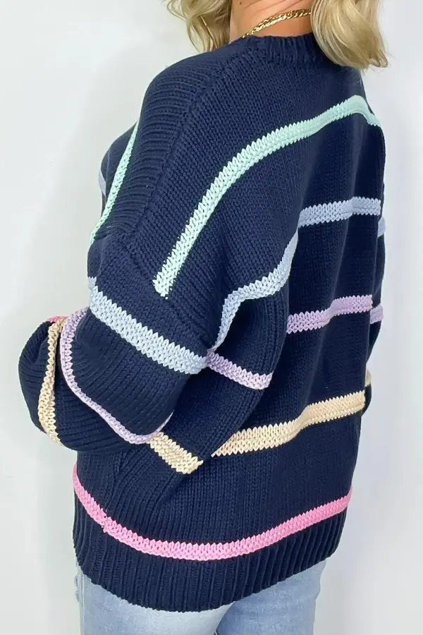 Multi Color Stripe Knit Sweater