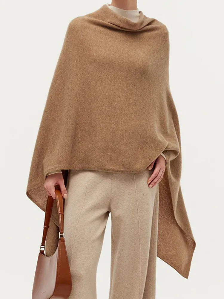 100% Cashmere Pullover Poncho Sweater