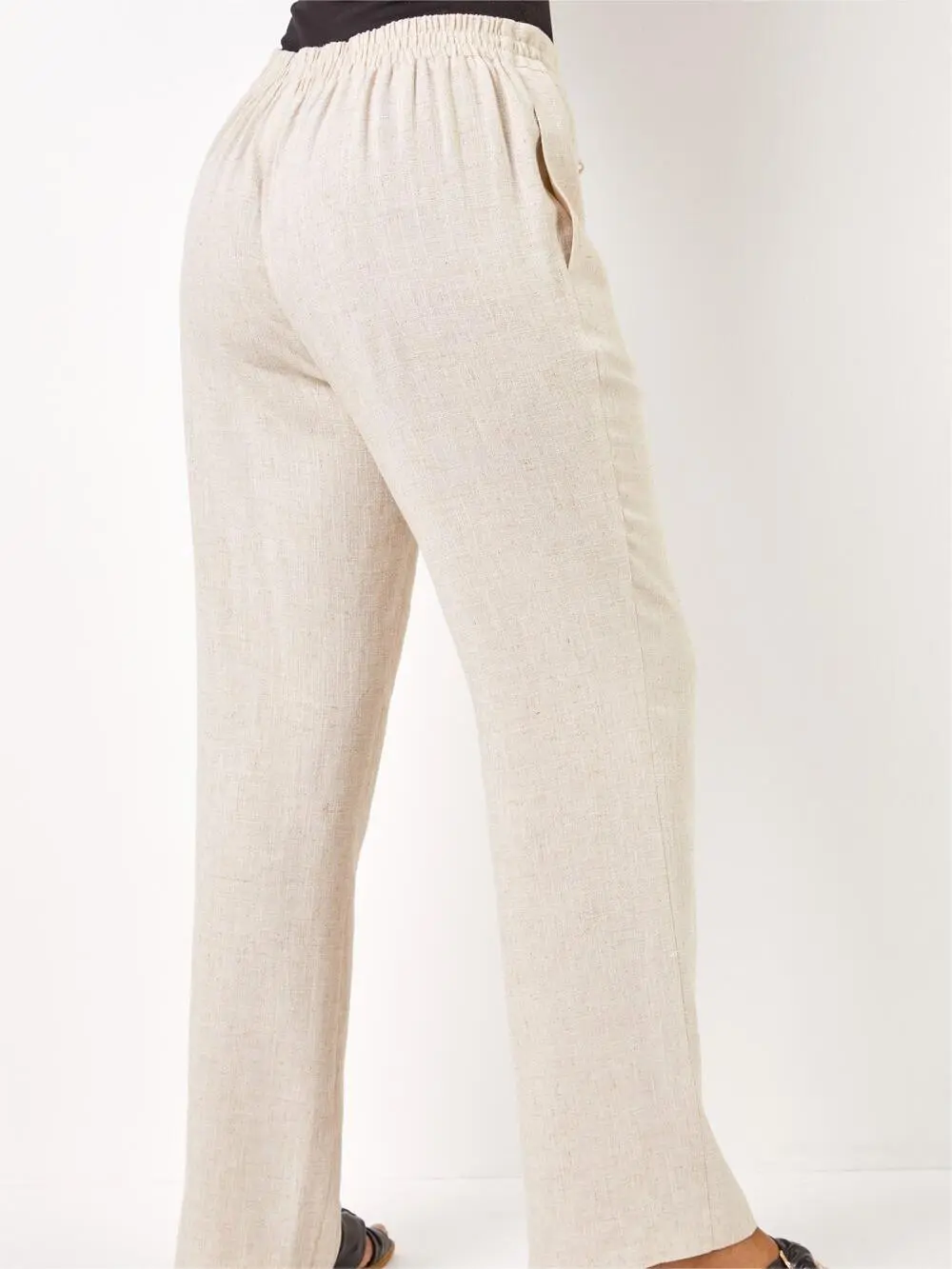 Off-white casual cotton and linen trousers