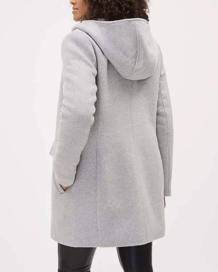 Classic Wool Coat With Hooded High Neckline