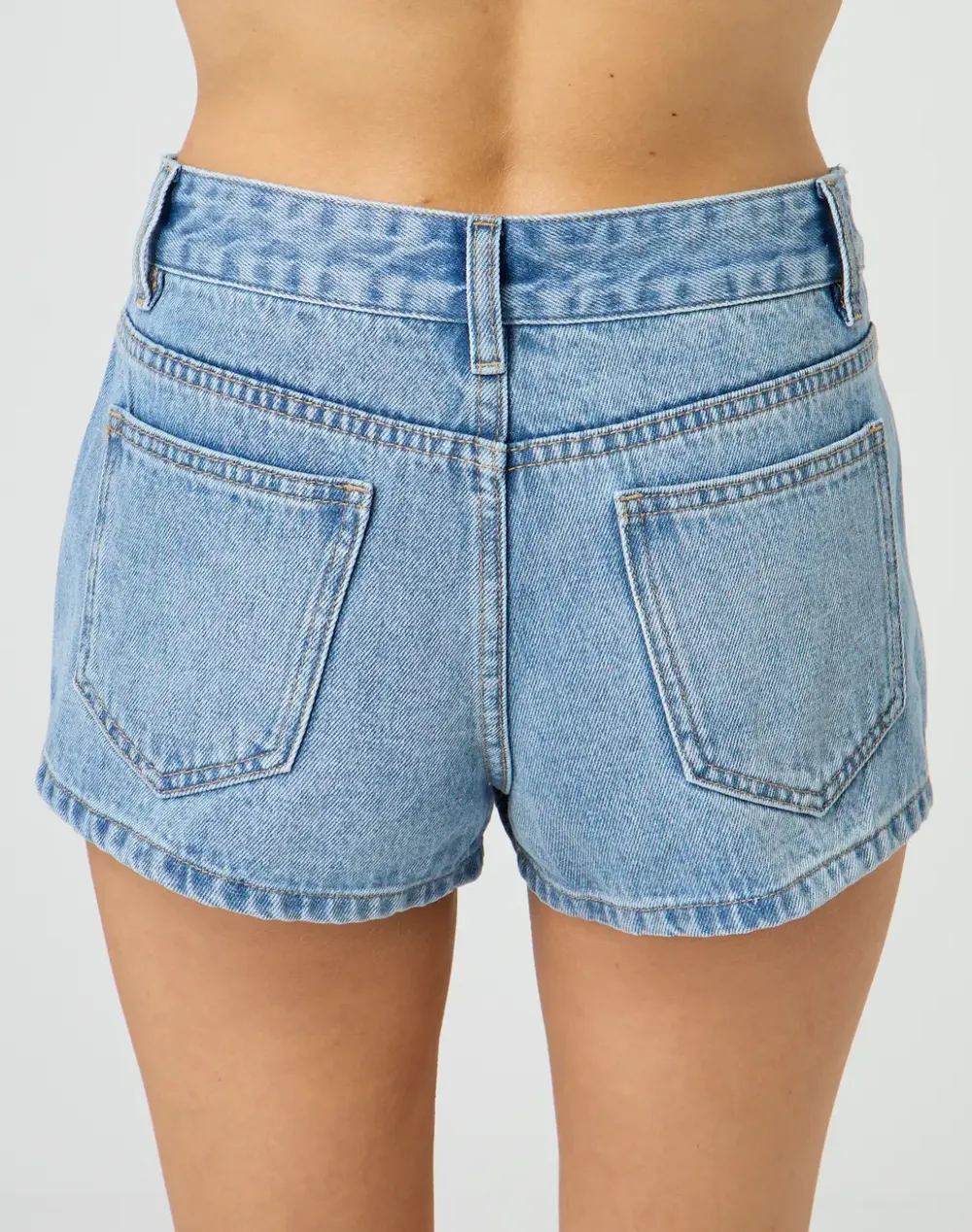 Mid Rise Denim Mini Short