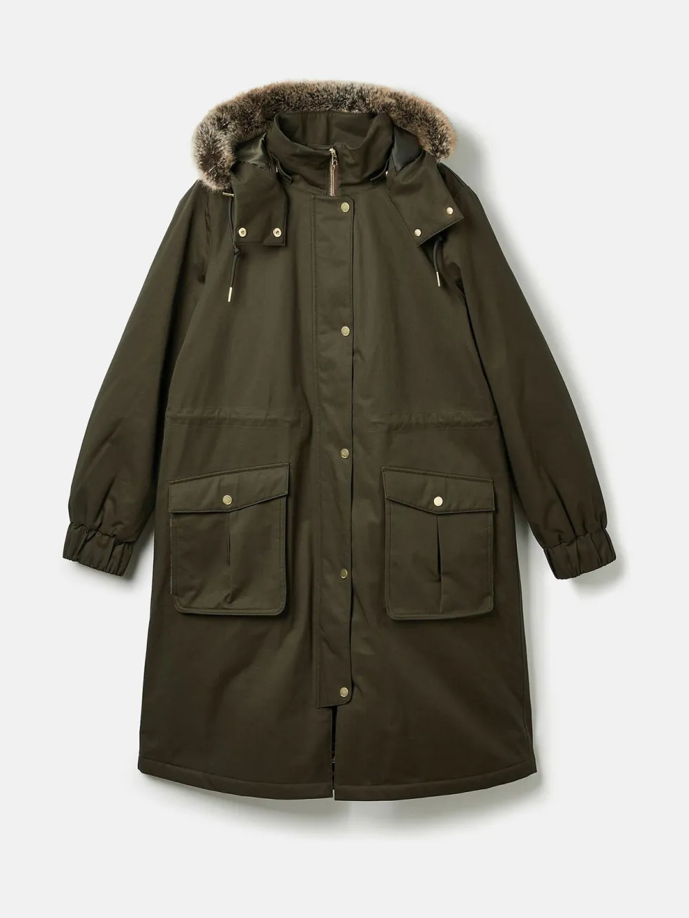 Khaki Green Waterproof Fleece Lined Raincoat