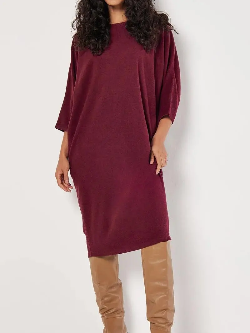 Ribbed Knit Cocoon Midi Dress