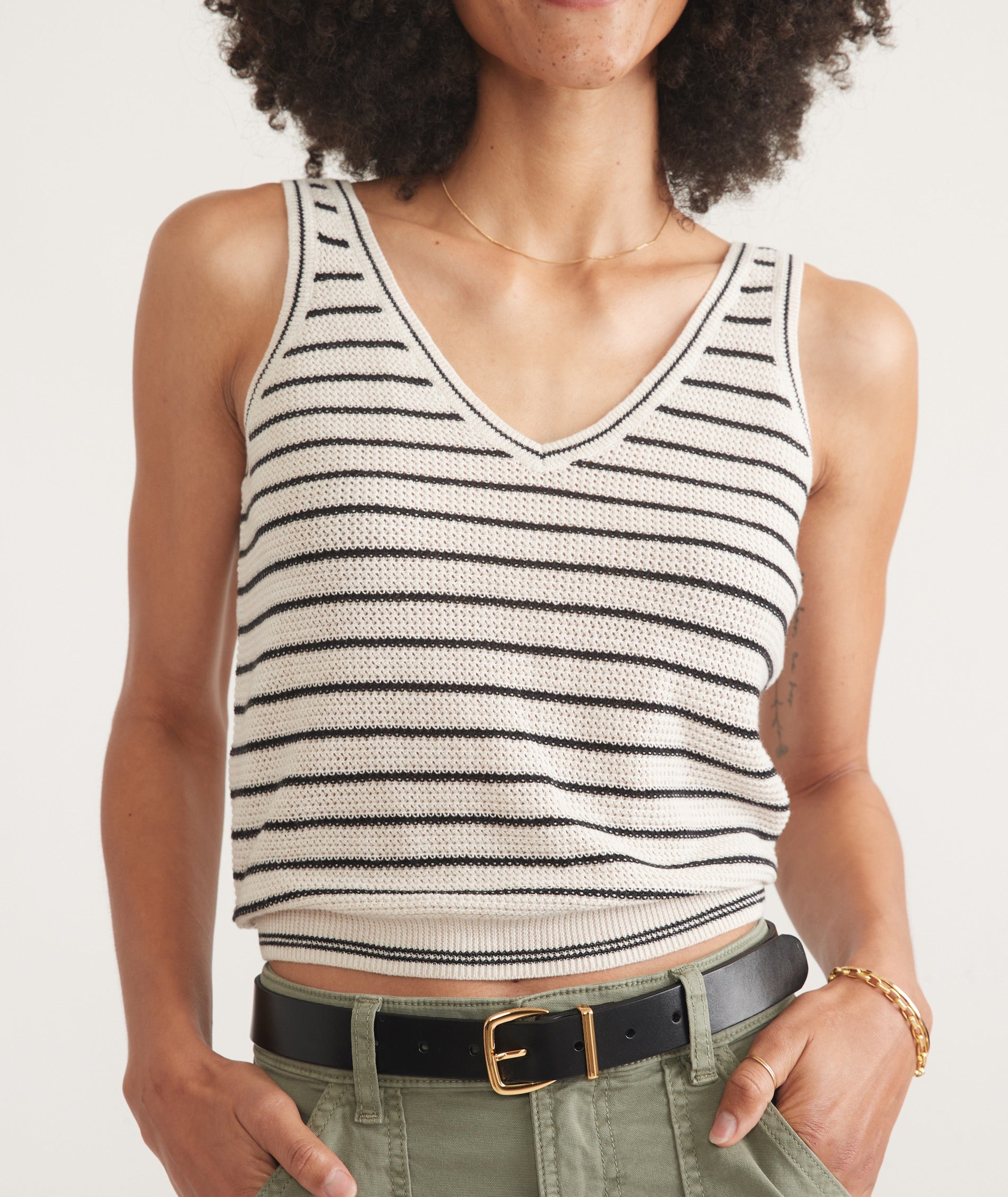 Black/White Stripe Sweater Tank