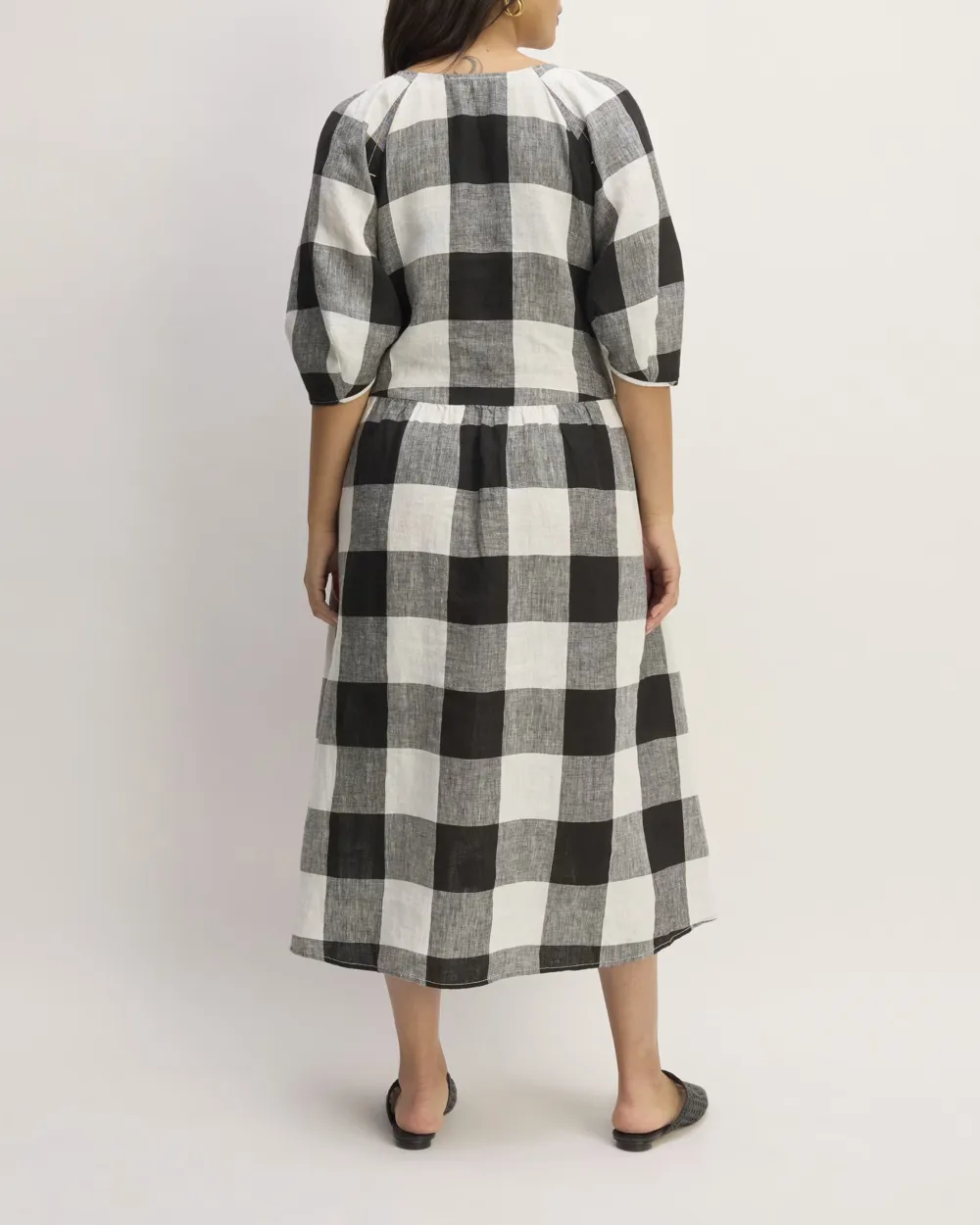 The Linen Oversized Puff-Sleeve Dress