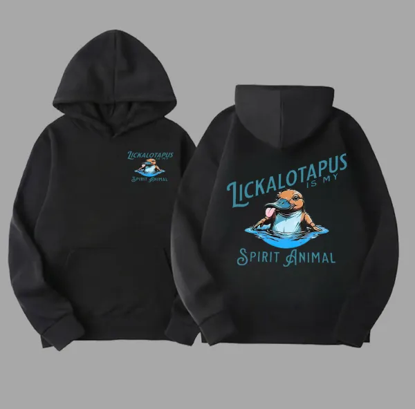 Lickalotapus Is My Spirit Animal Printed Oversized Men's Hoodie