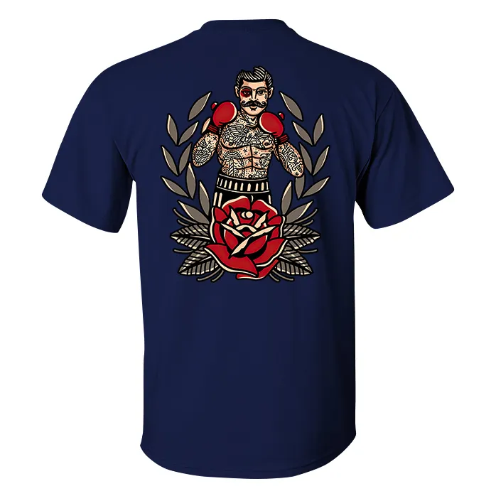Boxing Beard Male Floral Print Casual T-shirt