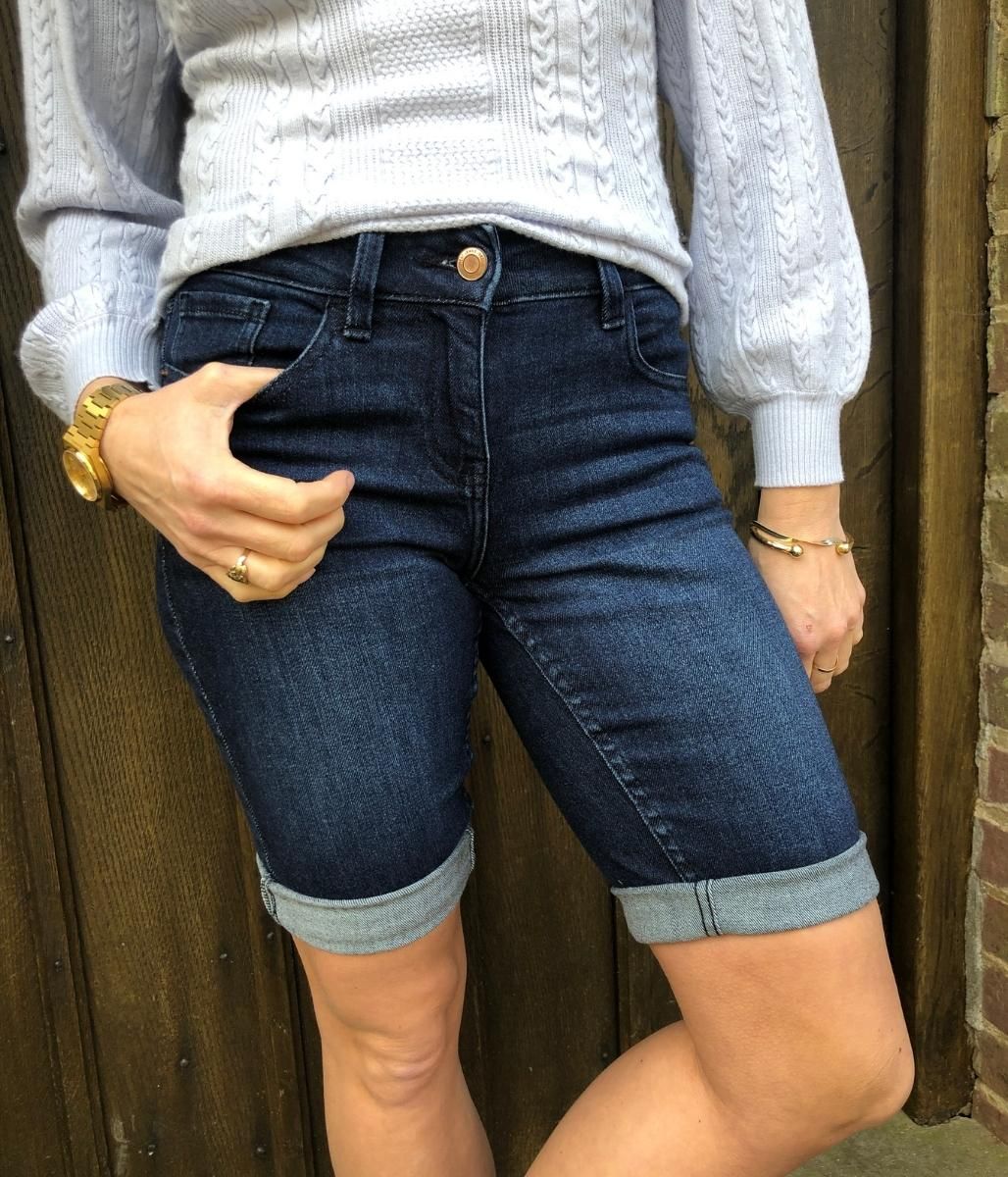 Dark Denim Knee Length Shorts