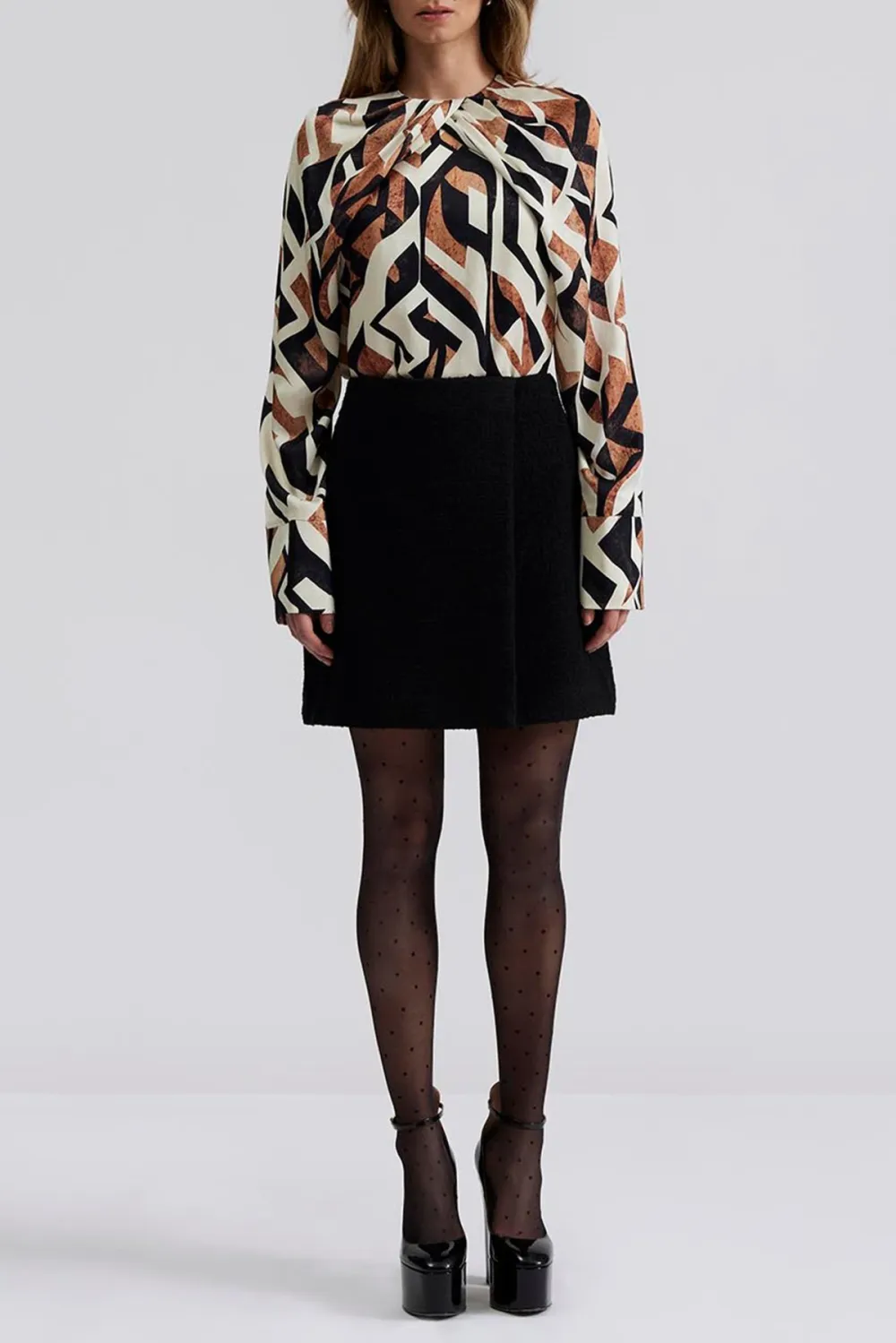 Geometric Print A Line Mini Skirt