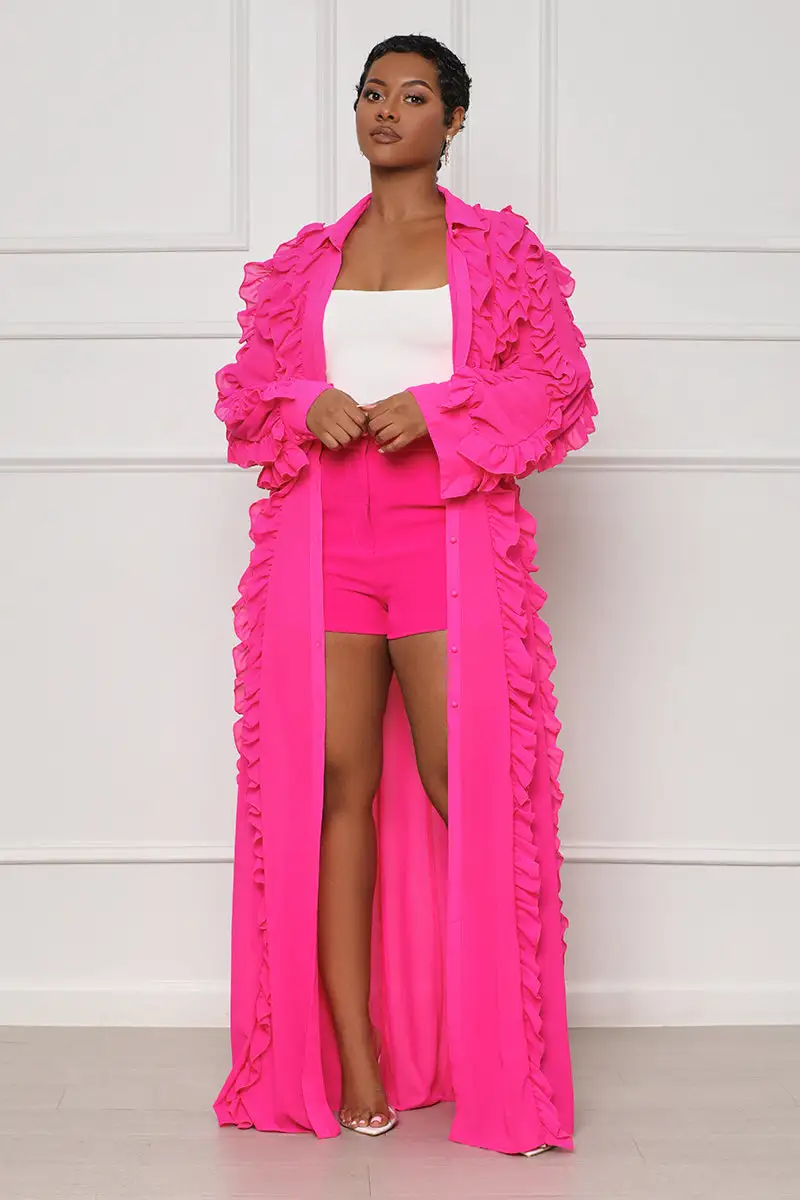 Artful Aura Kimono Short Set (Hot Pink)