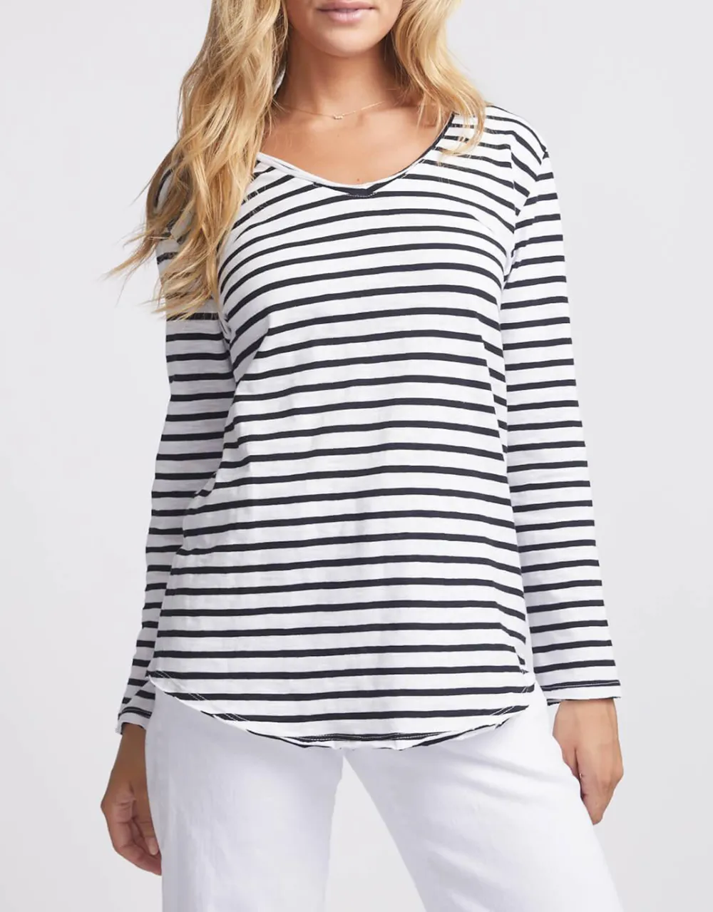 Black And White Stripes Original V-Neck Long Sleeve T-Shirt