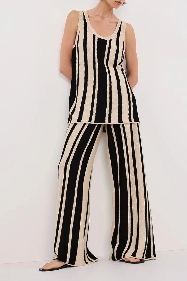 DELPHI STRIPE WIDE LEG KNIT PANT