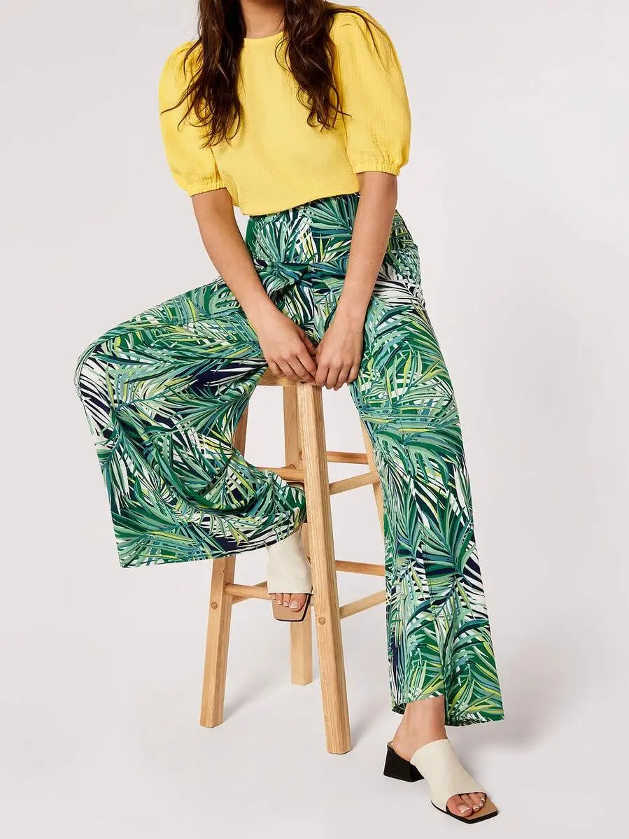 Palm Print Wrap Trousers