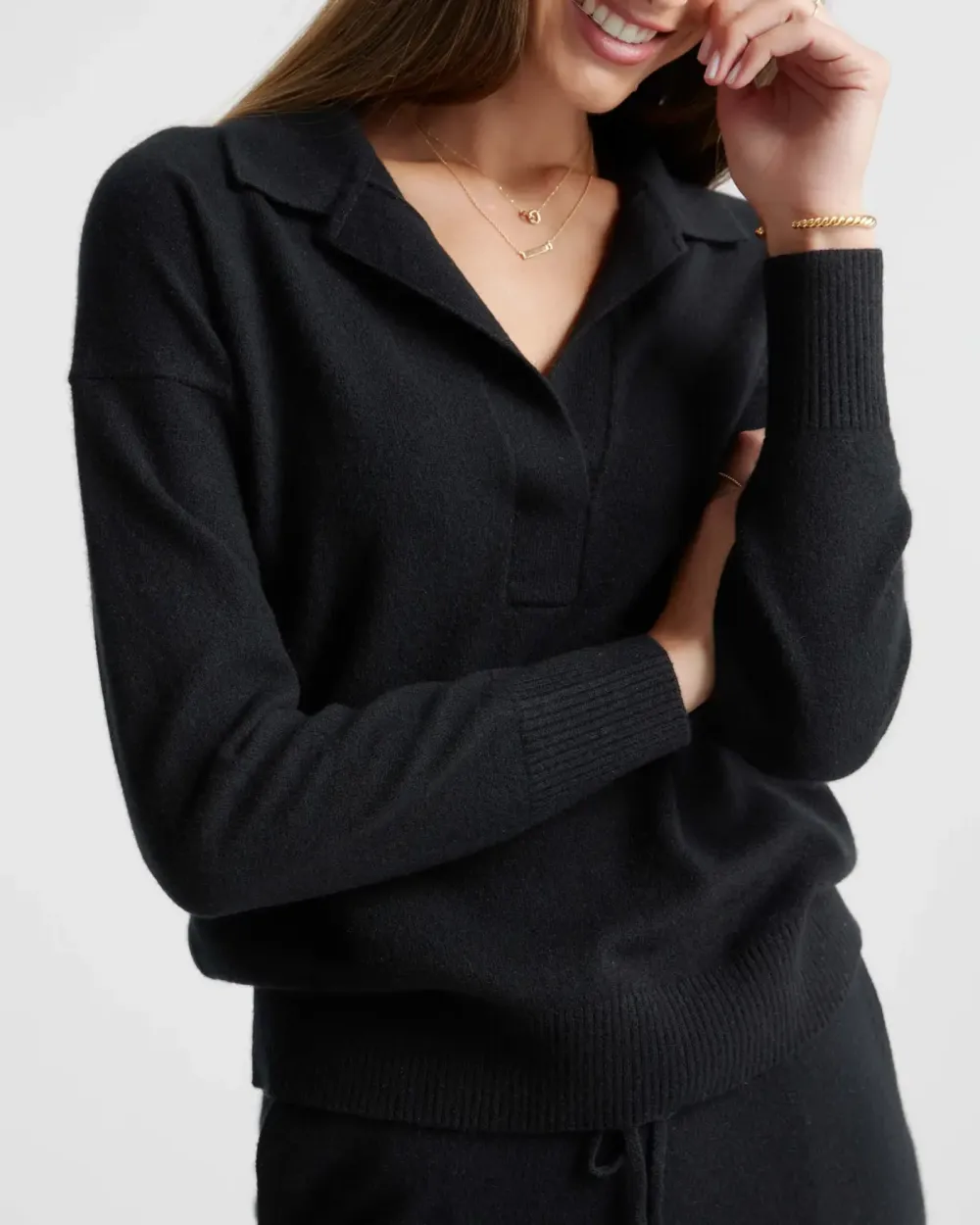 Mongolian Cashmere Polo Sweater