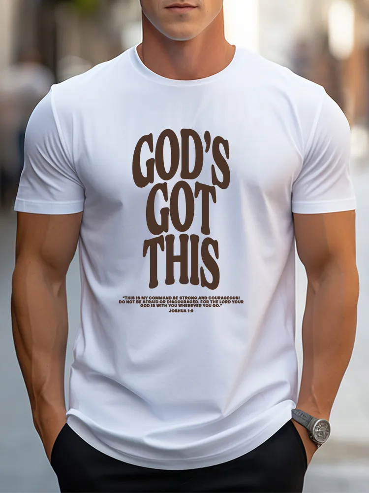 Men'S God'S Got This Pure Cotton Round-Neck Short-Sleeved T-Shirt
