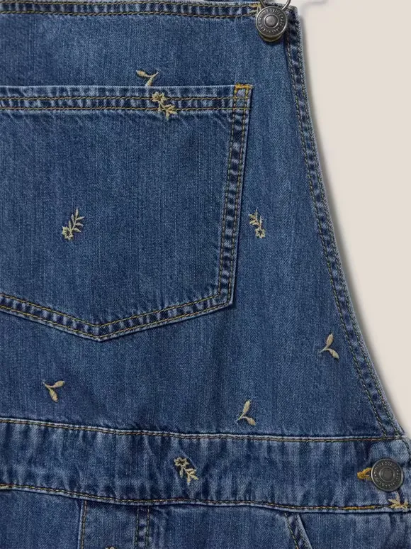 Embroidered Crop Dungaree