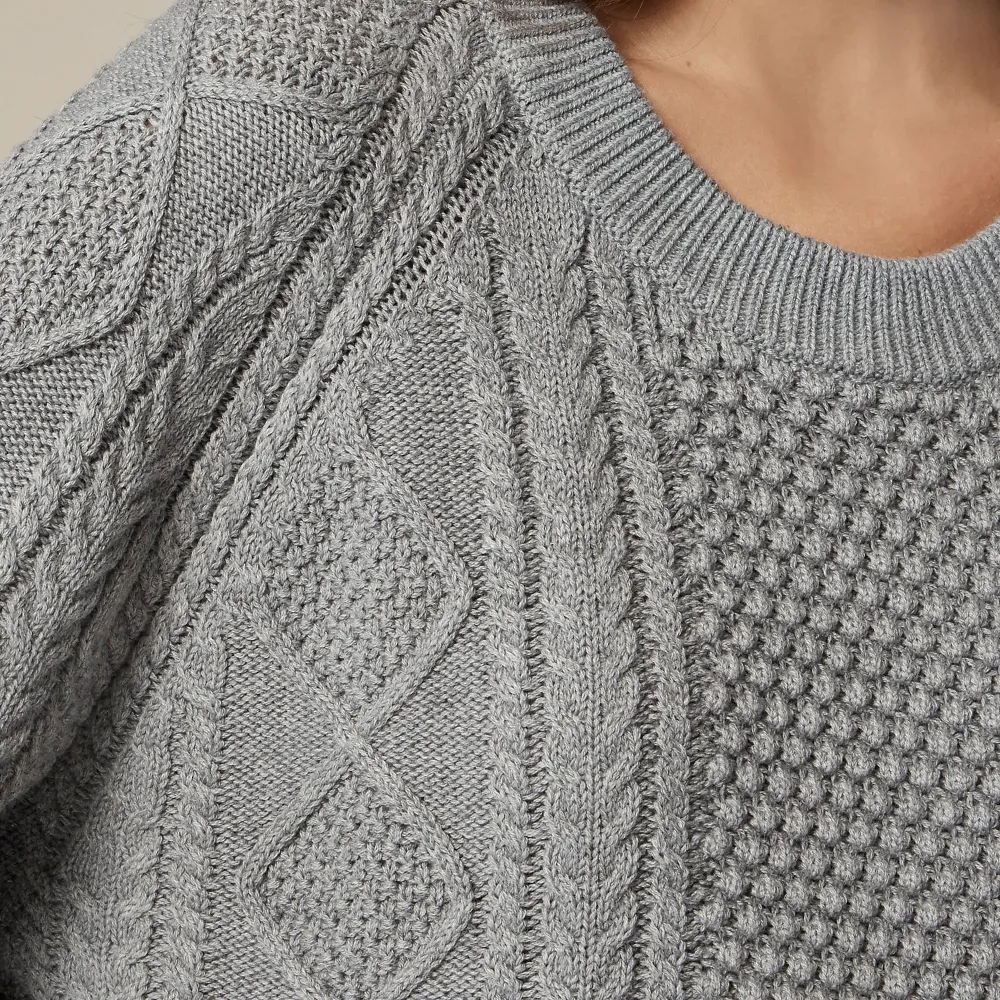 Cotton cable-knit crewneck sweater