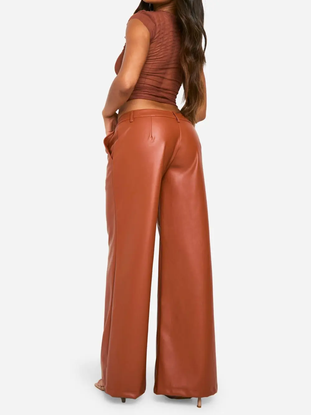 LOW RISE PU WIDE LEG TROUSER