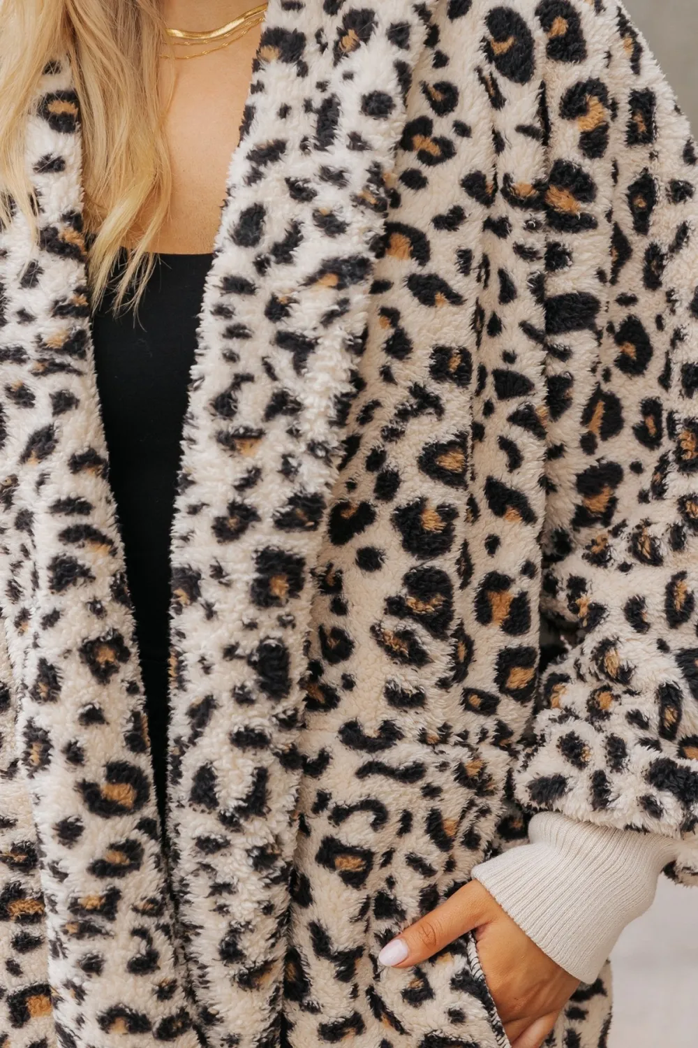 Leopard Teddy Fleece Hooded Cardigan