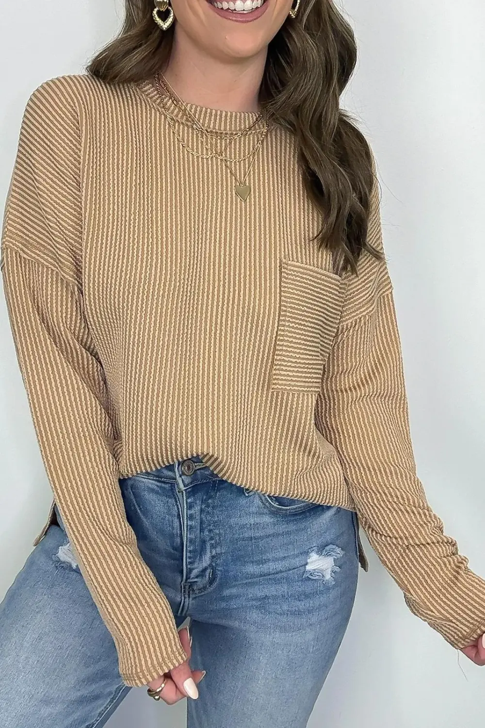 Washed Side Slit Knit Sweater