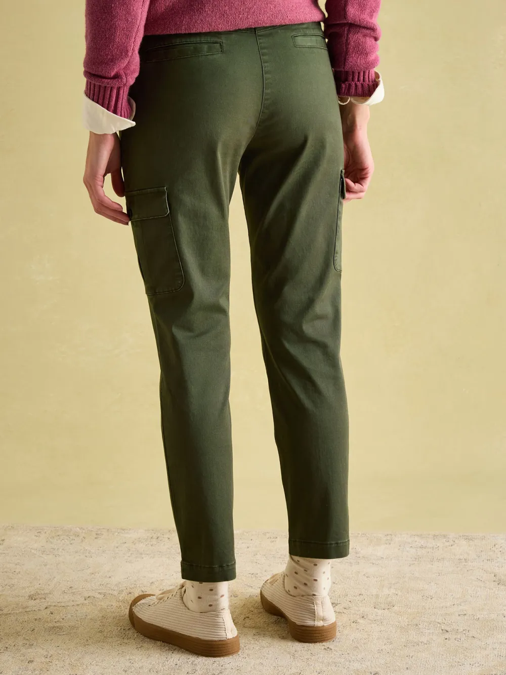 Khaki Green Slim Fit Cargo Trousers