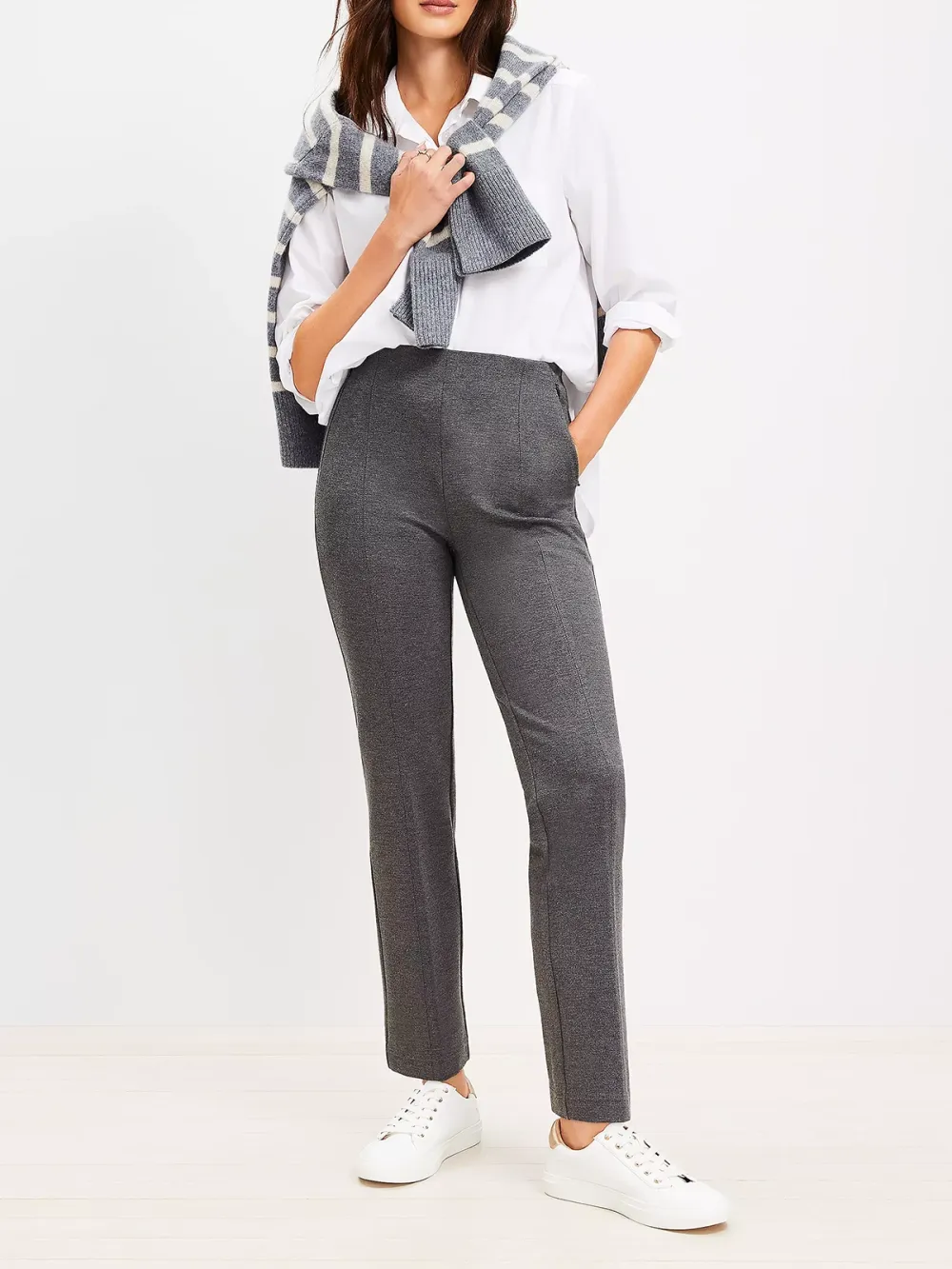 Heathered Ponte Straight Pants