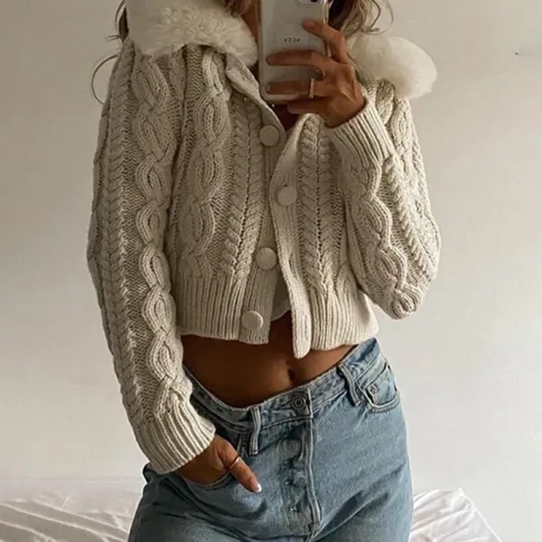 Hannie Faux Fur Knitted Cardigan