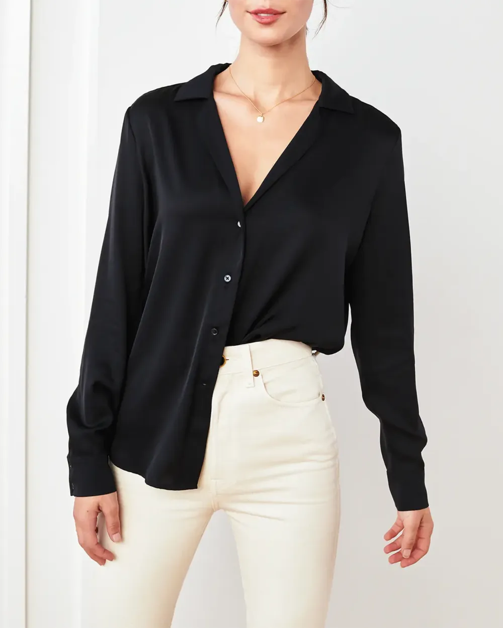 Notch Collar Slim Fit Blouse