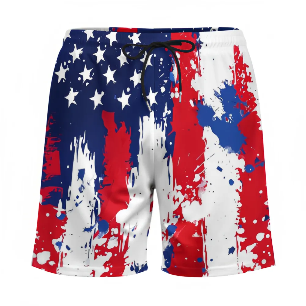 American Flag Splash Art Sports Board Shorts