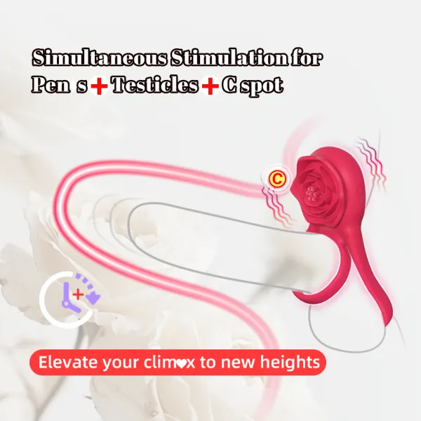 Vibrating Cock Ring with Rose Clitoral Stimulator
