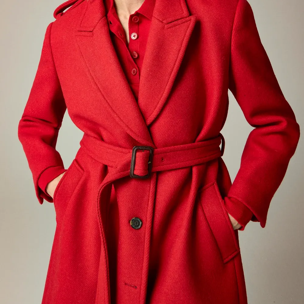 Wrap trench coat  double-faced wool blend