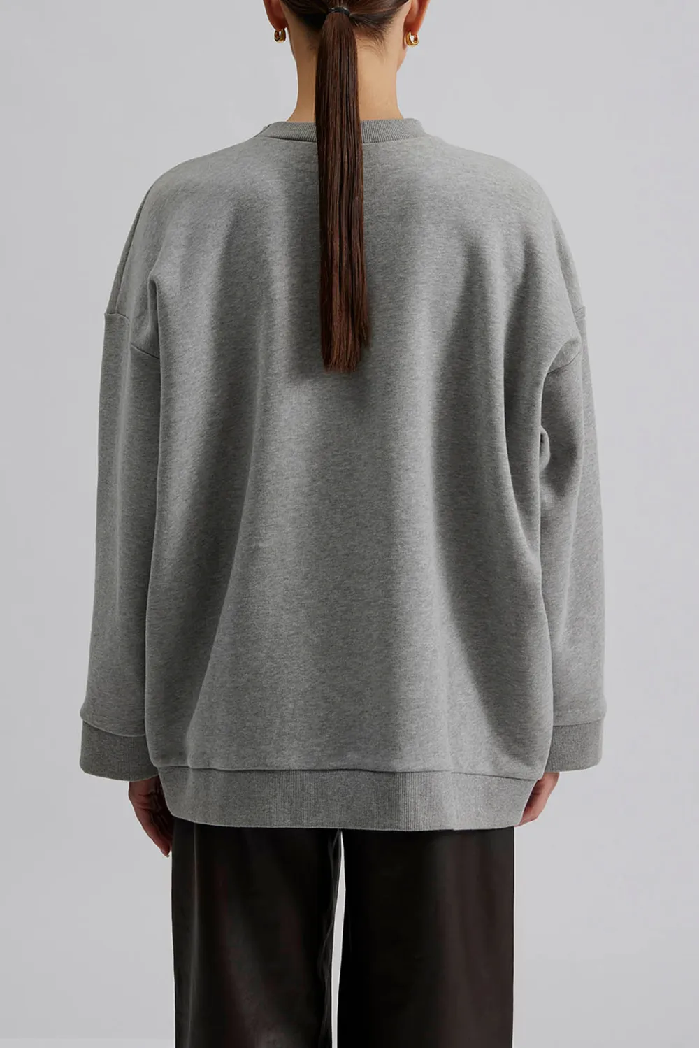 Embroidered College Style Crew Neck Sweater