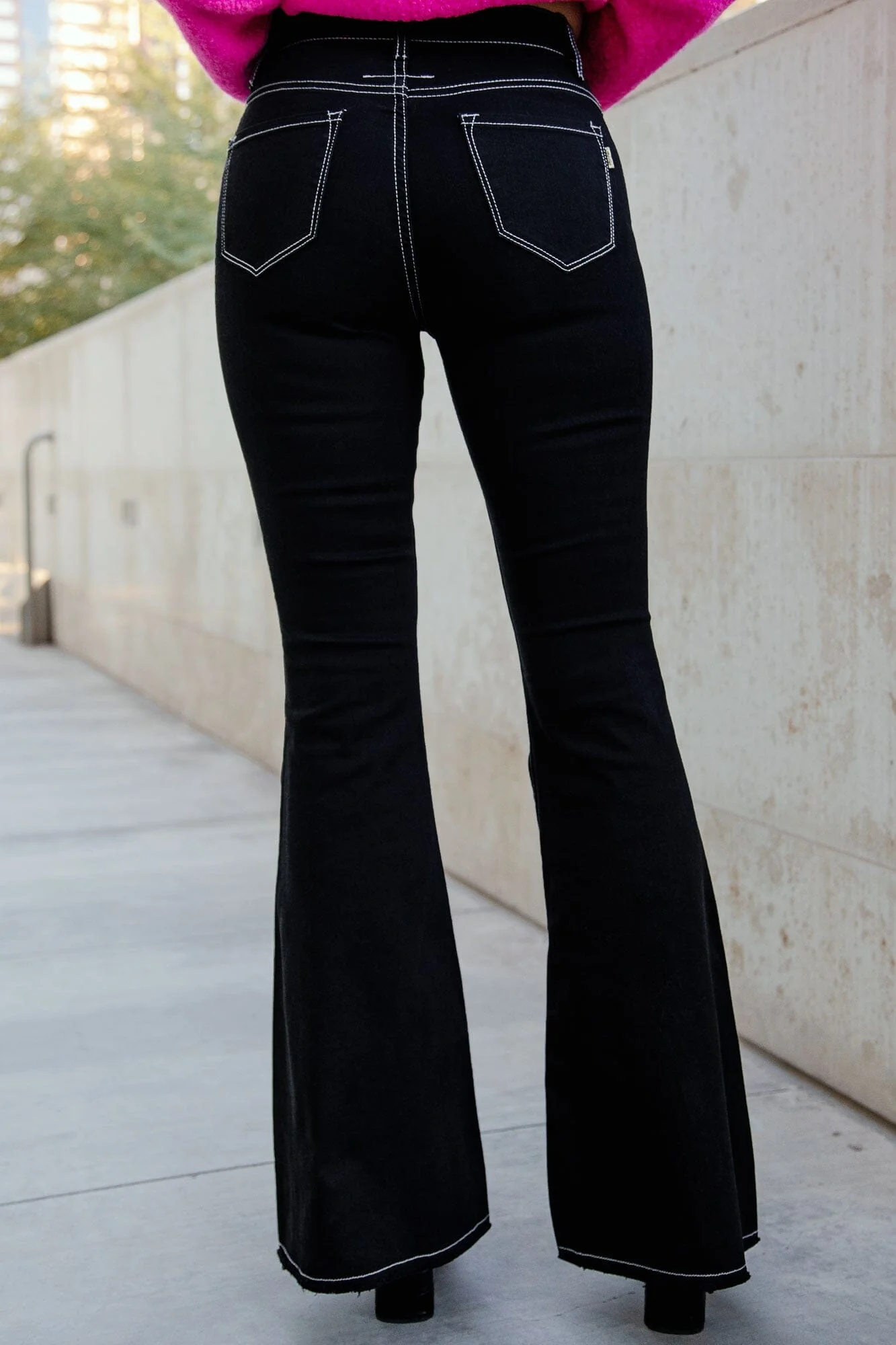 Flared long black jeans