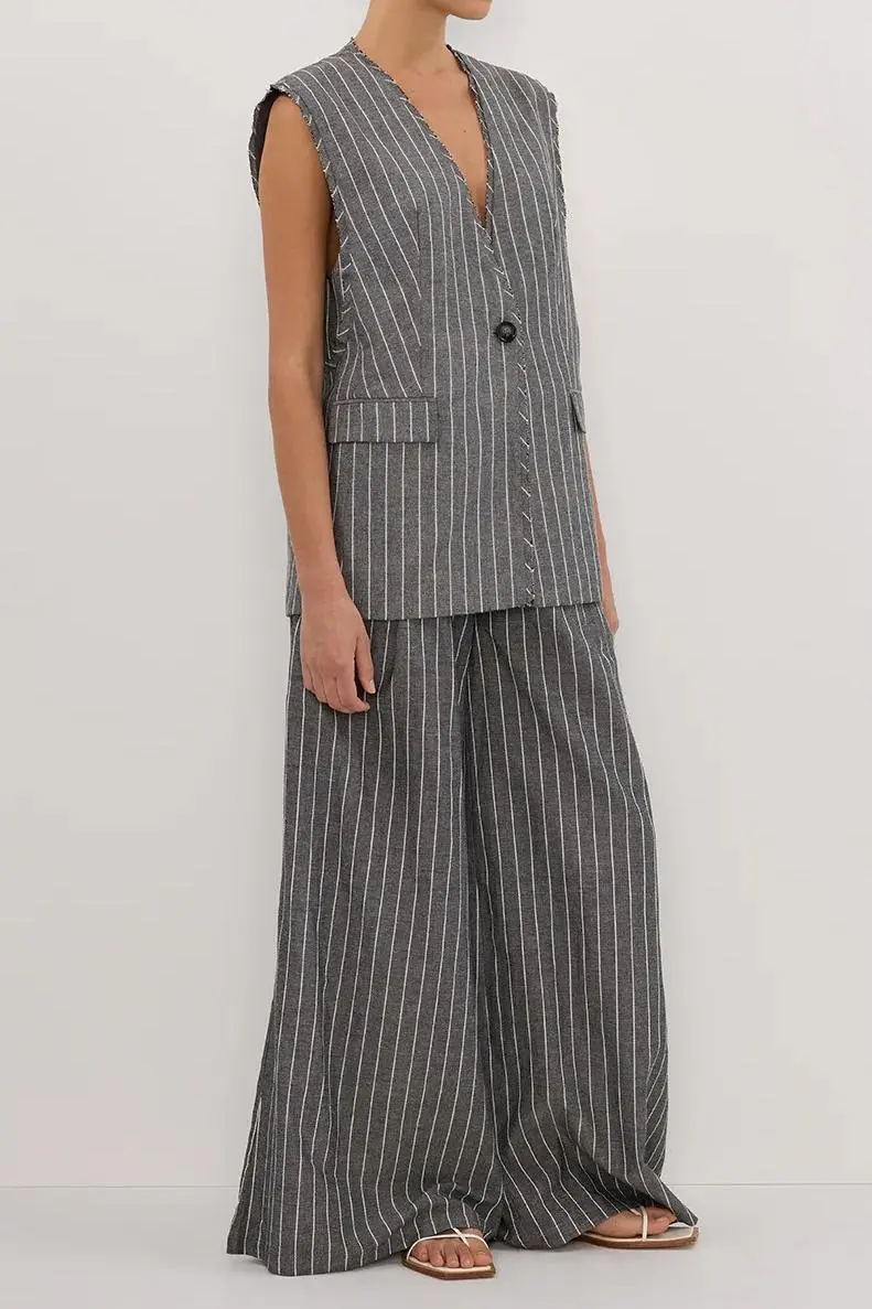 OLLIE SLATE STRIPE OVERSIZED VEST