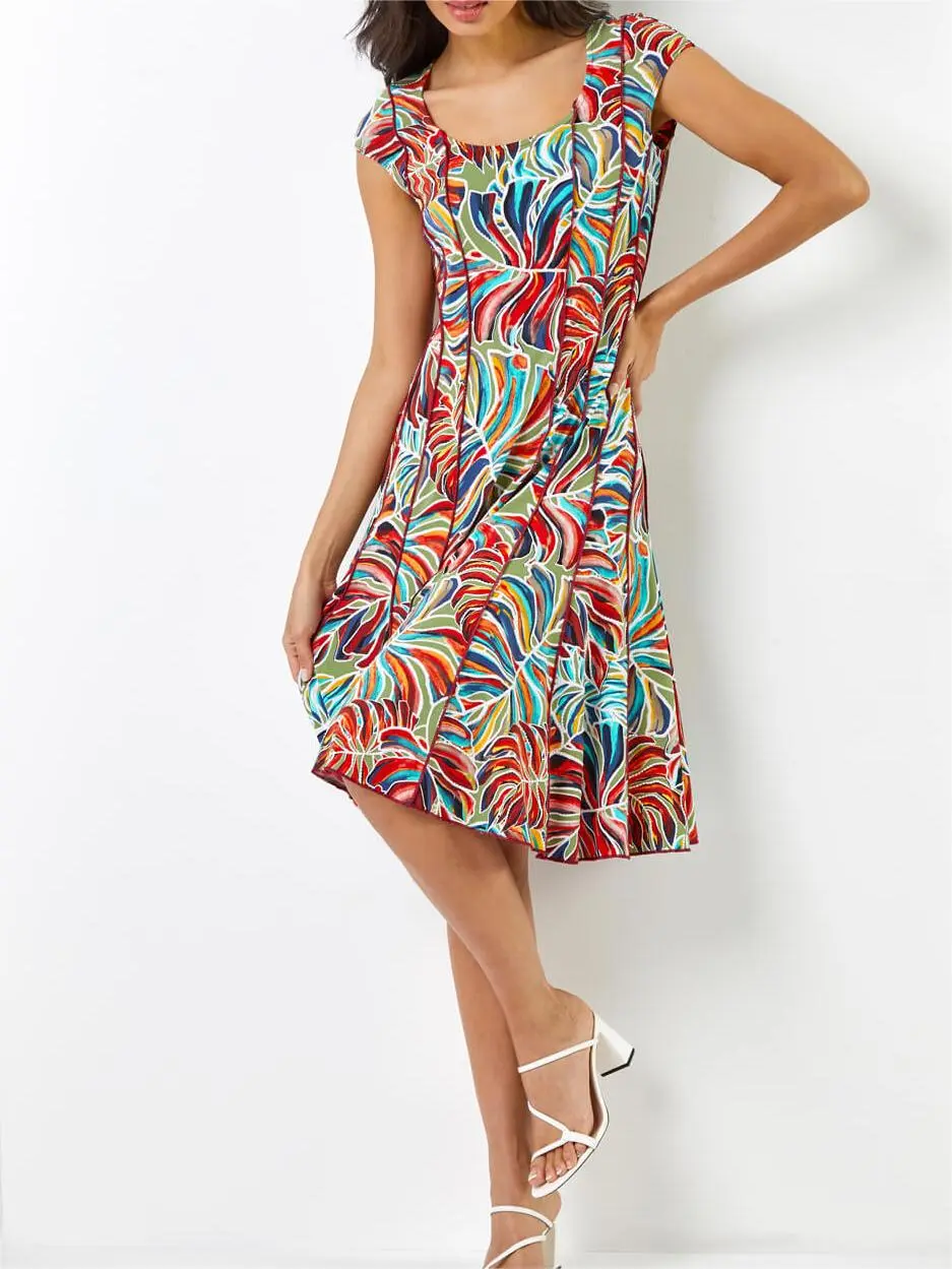 Sexy multi-color print dress