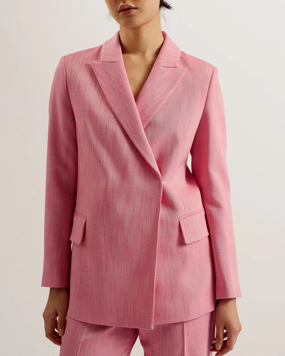 Hiroko Oversized Double Breasted Blazer Coat Pl-Pink