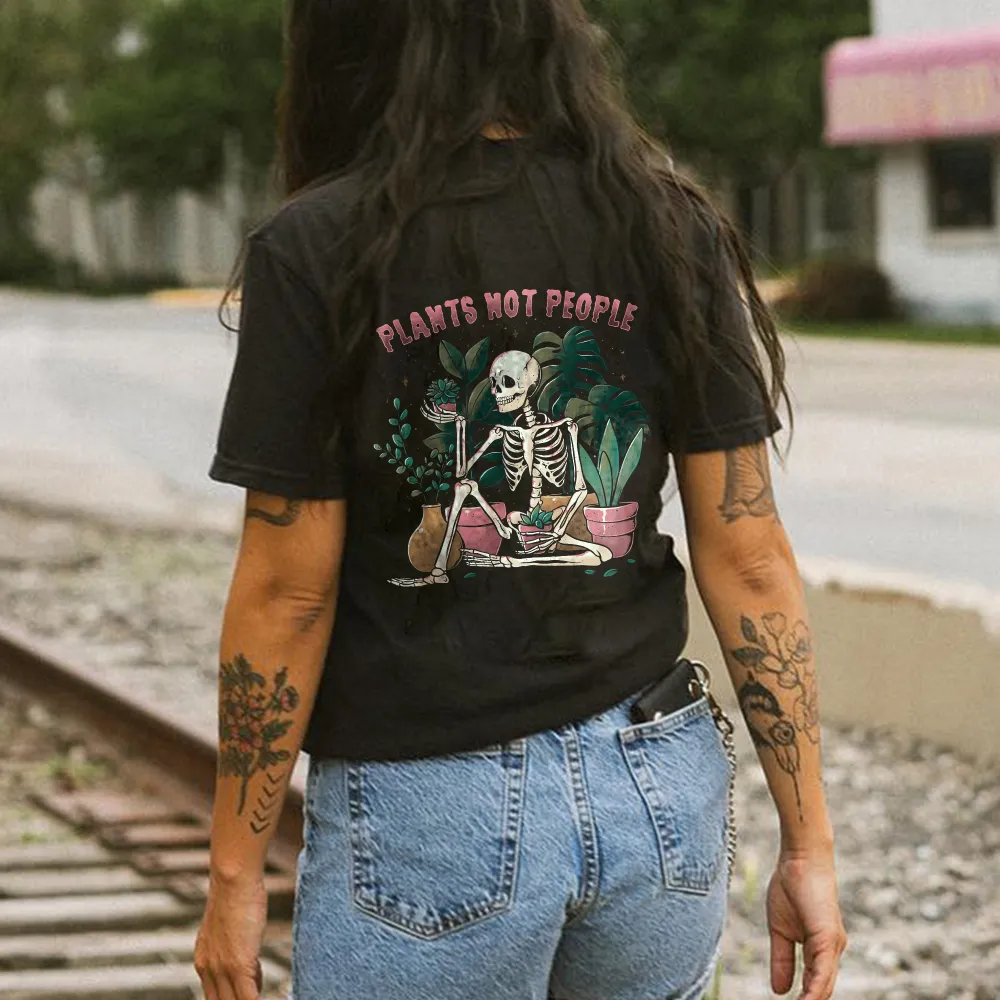Plants Not People Printed Skeleton T-shirt
