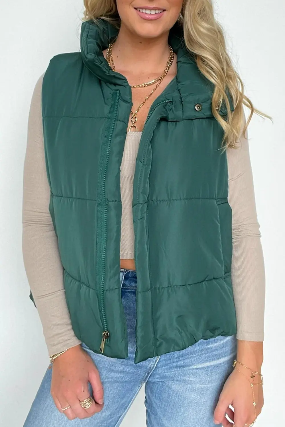 Zipper down vest jacket