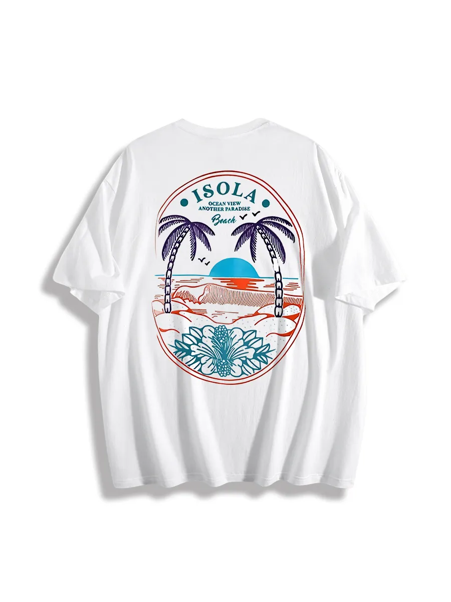 Letter & Palm Tree Print T-Shirt