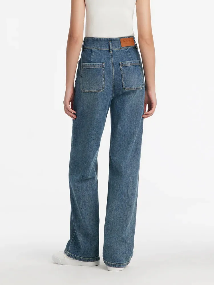 High-Waisted Loose Straight Full Length Women Jeans