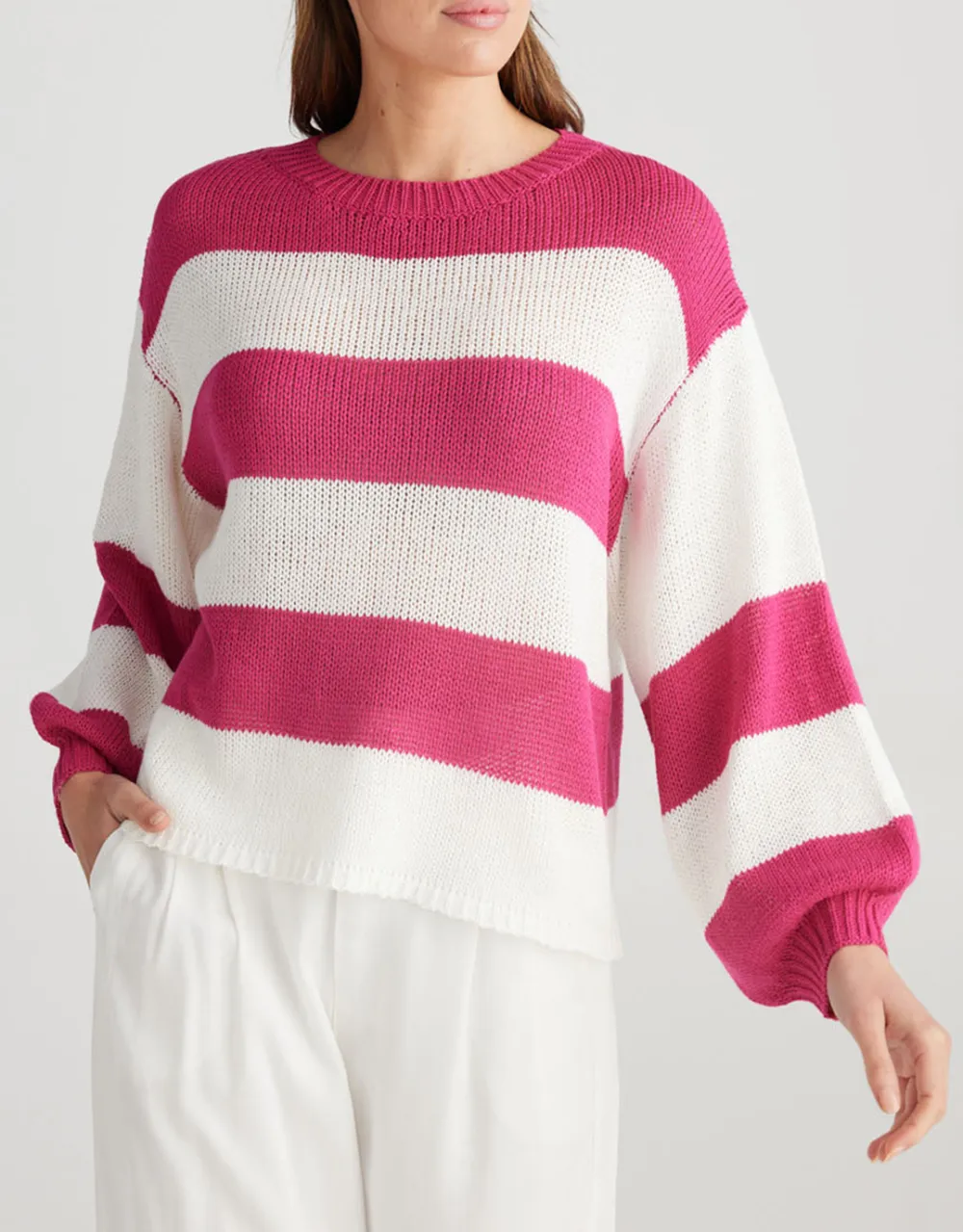 Driftwood Knit - Pink/White