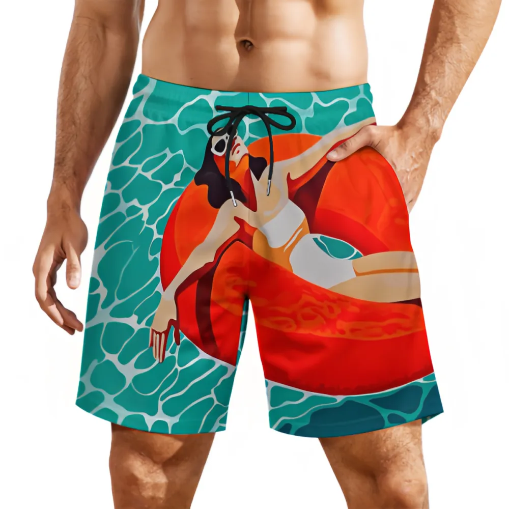 Beautiful Girl At Sea Sports Beach Shorts
