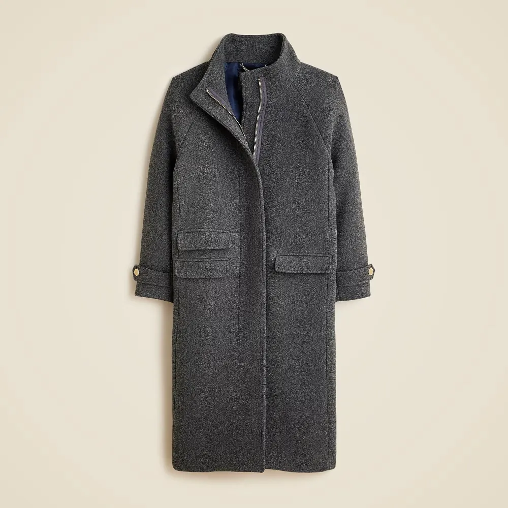 Long coat  stadium-cloth wool blend