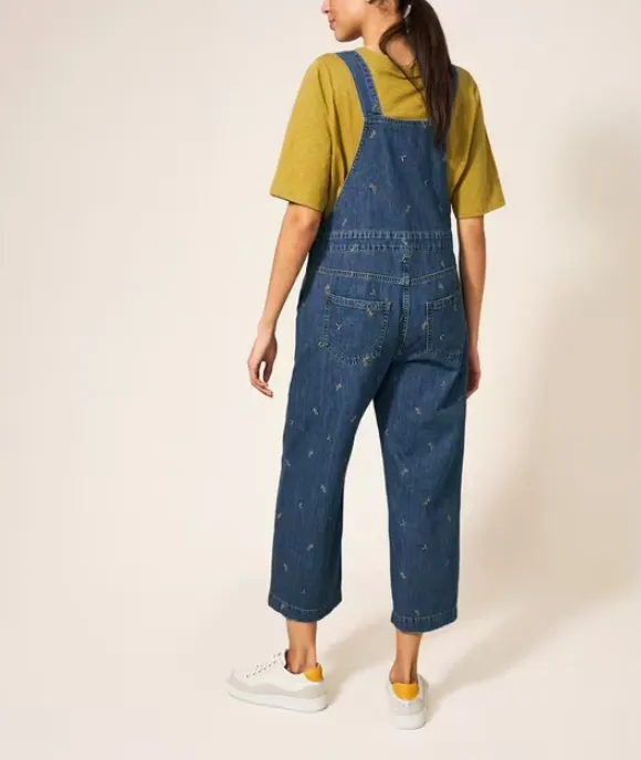 Embroidered Crop Dungaree