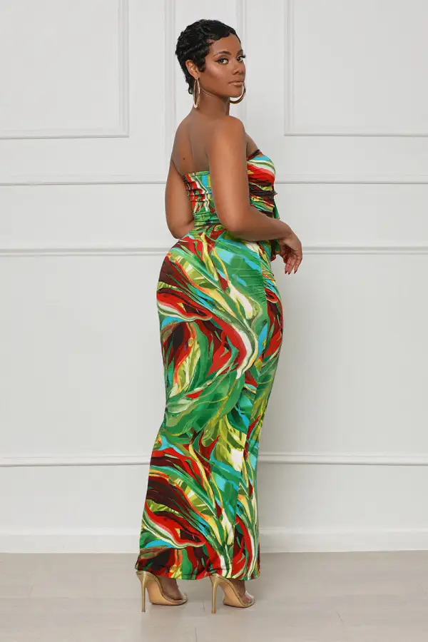 Breezy Tropics Skirt Set (Green Multi)