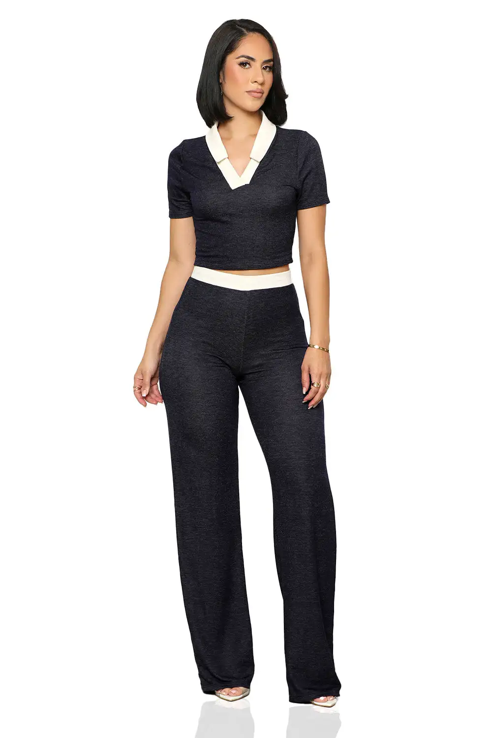 Basic  Necessities Pants Set (Navy)