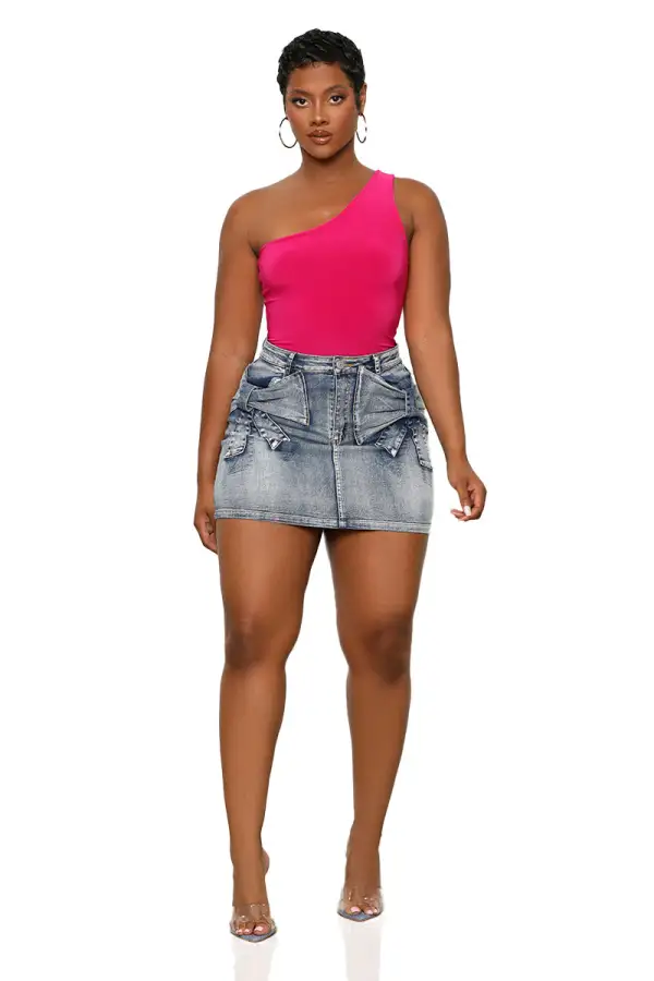 Bow Tie Mini Denim Skirt