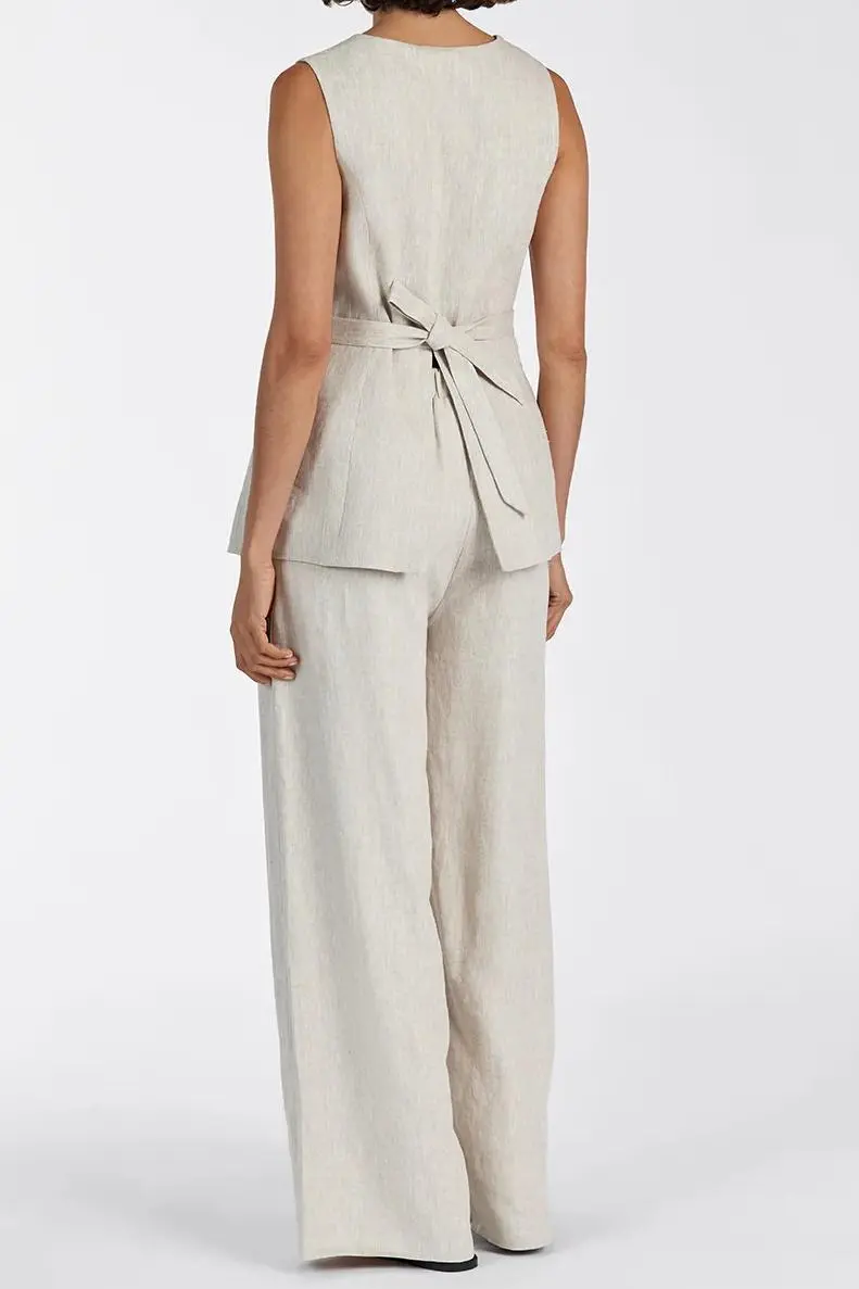 GINA NATURAL LINEN WAIST PANT